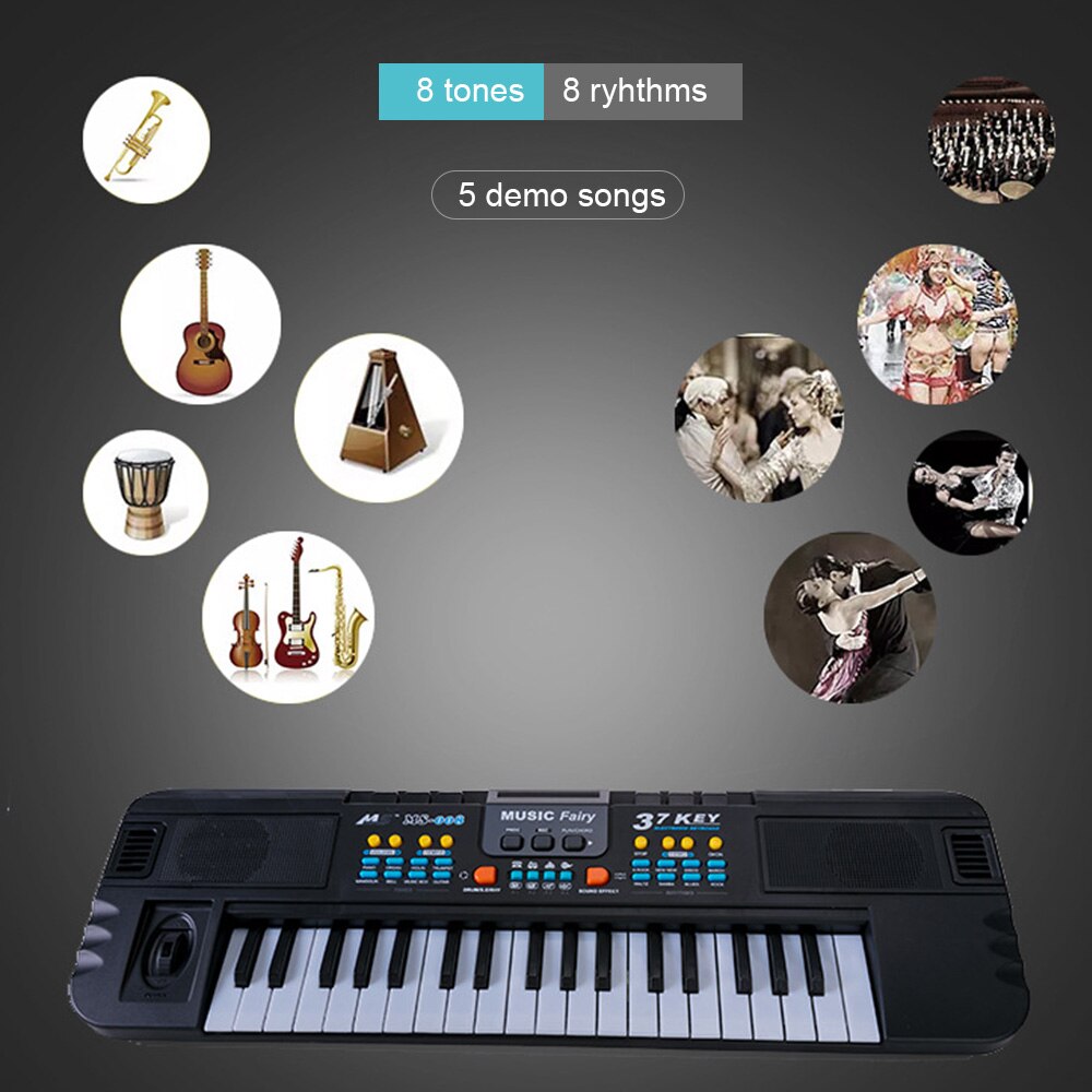 37 teclas Piano eléctrico multifuncional órgano electrónico instrumento Musical de juguete con micrófono para niños niñas principiantes