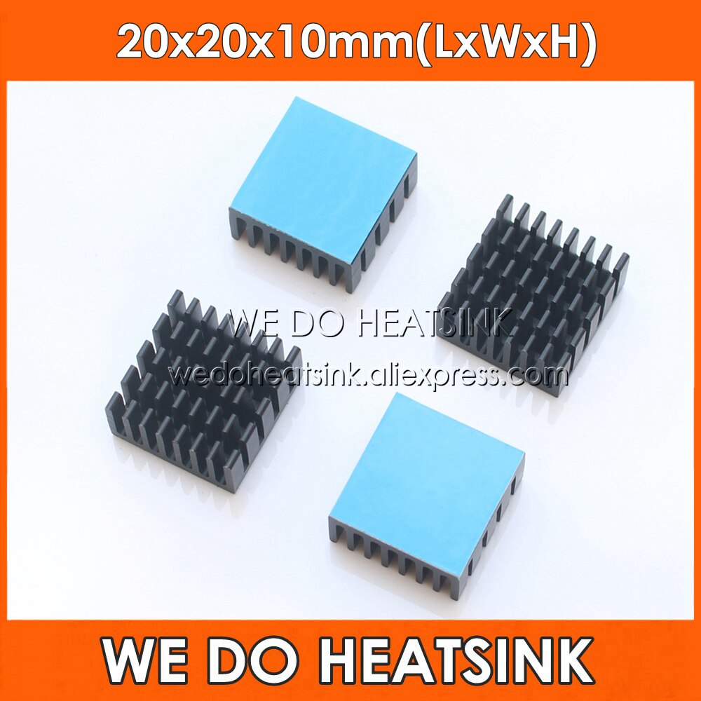 WE DO HEATSINK 20x20x10mm Black Anodized Aluminum CPU / IC Cooling Cooler Heatsink With Thermal Pad