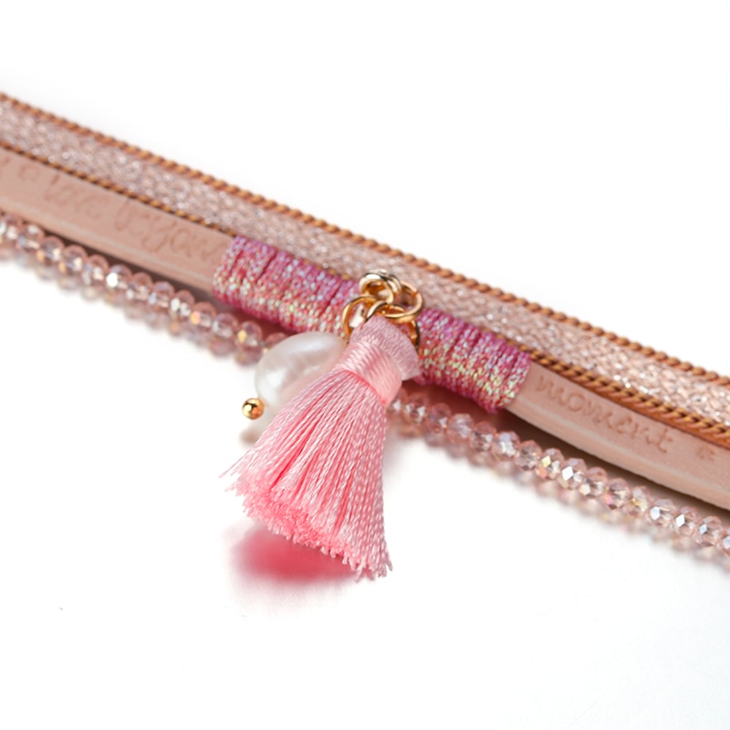 Flashbuy Multilayer Leather Bracelets For Women Peace Symbol Magnetic Multilayer Wide Bracelet Charm Female Jewelry Accessories