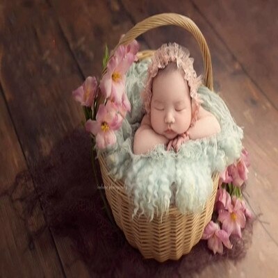 Linen Baby Photography Blankets, Newborn Photo Props Linen Basket Stuffer Baby Studio Photo Backdrop Infant Photography Props