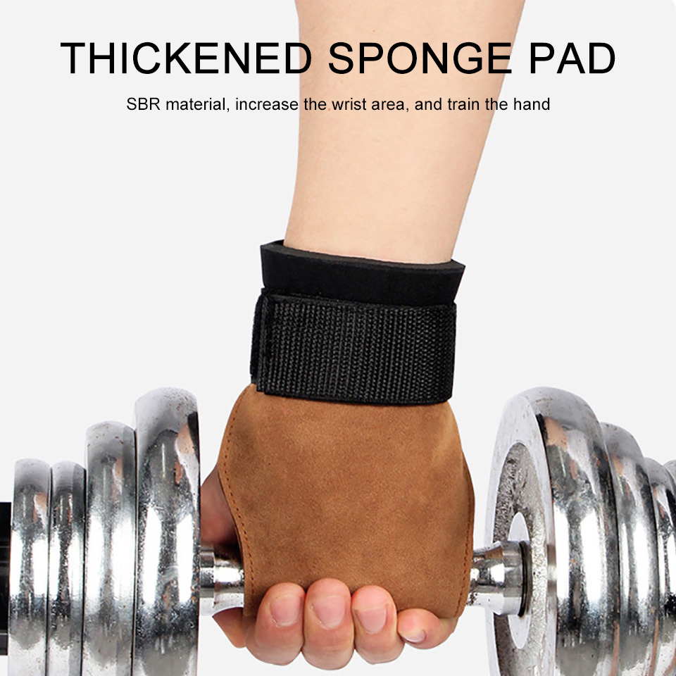 1Pcs Koeienhuid Gym Handschoenen Anti-Slip Gewicht Power Riem Lifting Pads Deadlift Riem Workout Crossfit Fitness Handschoenen Palm bescherming