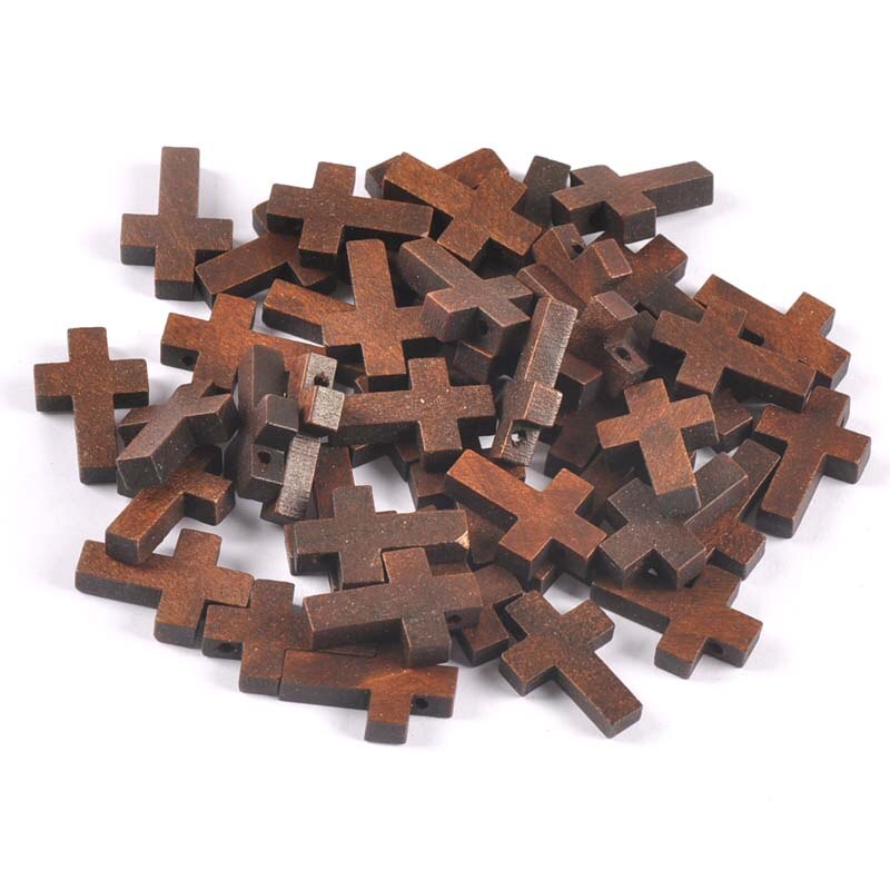 Perles en bois à suspendre en croix, bricolage, pendentif pour enfants, bijoux décoratifs, , mt2575: 2