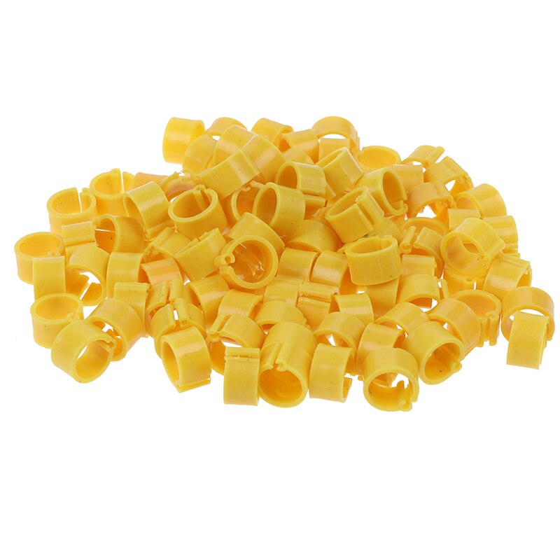 100Pcs Pigeon Leg Poultry Dove Bird Parrot Clip Rings Inner Diameter 8mm: Yellow