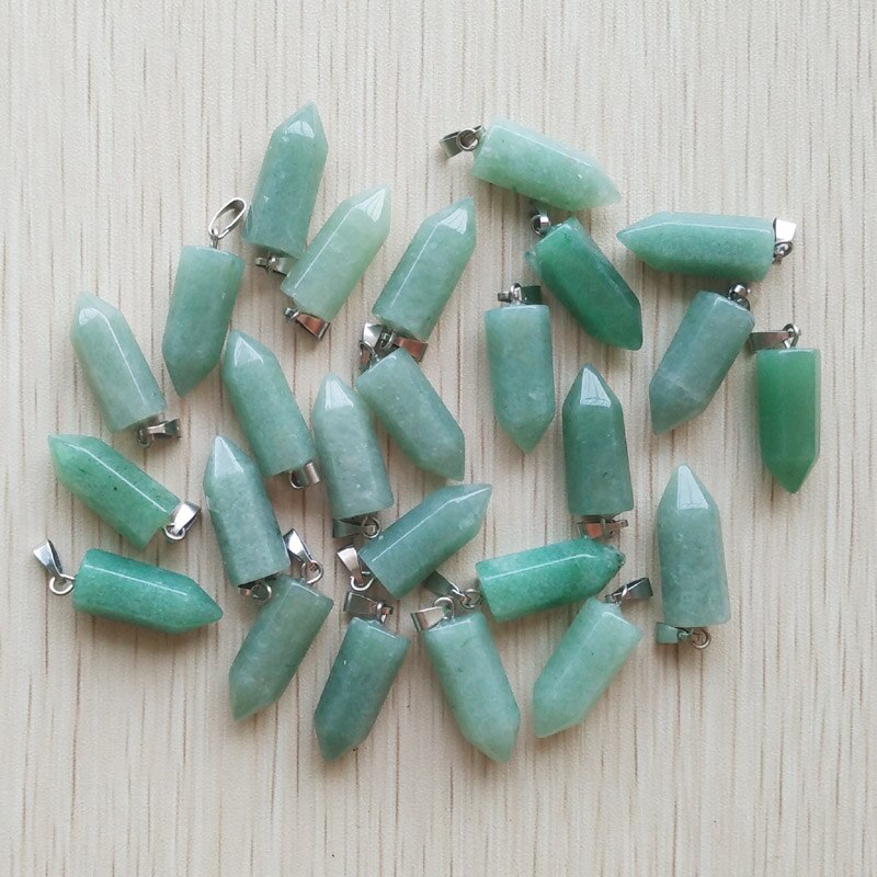 50pcs/lot bestselling good natural stone mix point pillar pendants for jewelry making: green aventurine