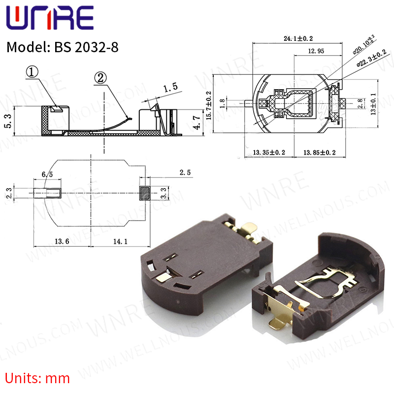 BS Battery Holder Series Coin Cell Battery Holder Black/White/Coffee Battery Storage Socket: WHITE / 5-9Pcs