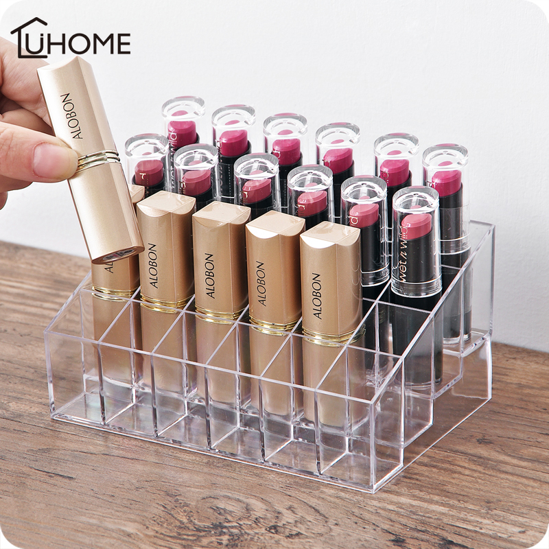 24 Grids Trapezium Helder Acryl Make-Up Display Lipstick Stand Case Cosmetische Organizer Houder Sieraden Nagellak Opbergdozen