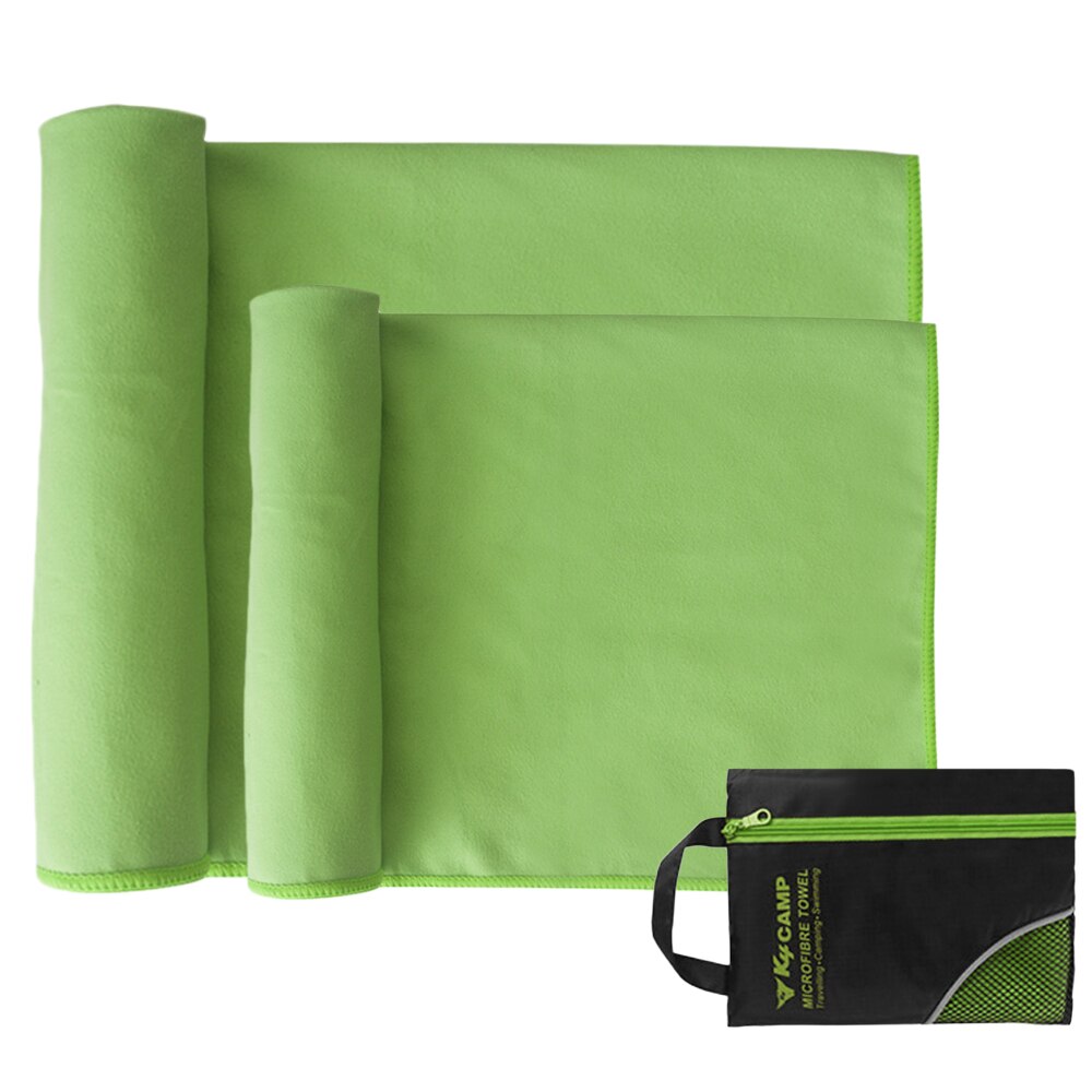 2 stk reisehåndkle sett hurtig tørk mikrofiber badehåndkle håndkle sett for gym sport camping yoga fitness dusj badehåndkle: Grønn