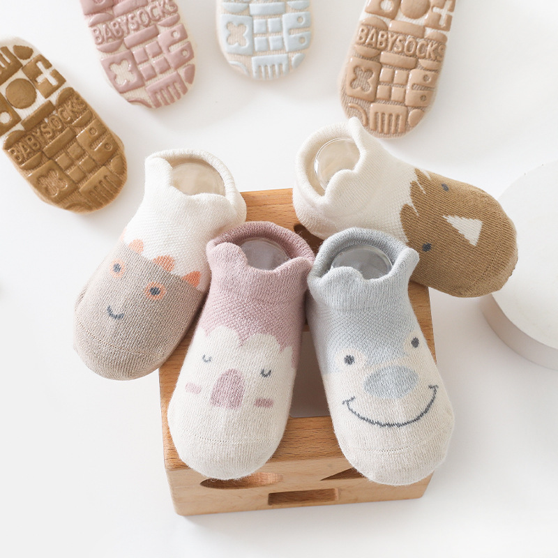 Wecute – chaussettes de sol antidérapantes pour enfants de 1 à 4 ans, pour garçons et filles, printemps et été, fines et respirantes, en coton doux, motif dessin animé