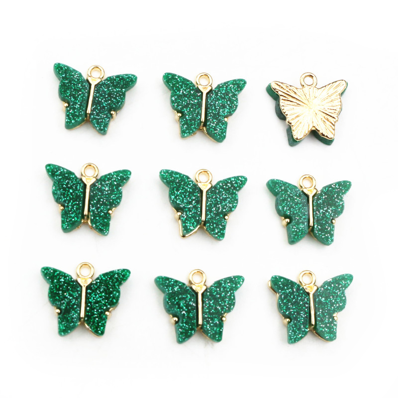 10 Uds. De 14x16mm acrílico mariposa encantos colgante de aleación de Metal para collar pulsera DIY accesorios de fabricación de joyas: Con recubrimiento de titanio
