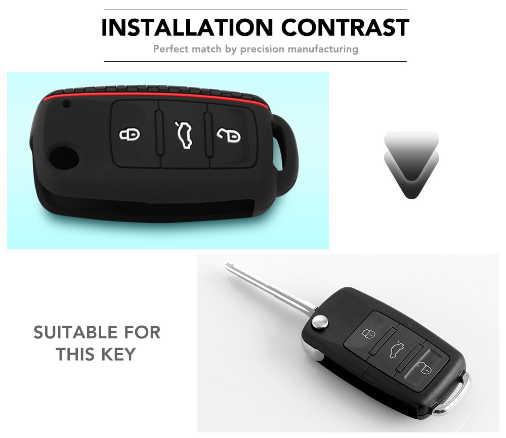 Funda de silicona para llave de coche, carcasa de mando a distancia sin llave para VW, Golf, POLO, Bora, Seat Leon, Toledo, Altea, Ibiza, Skoda