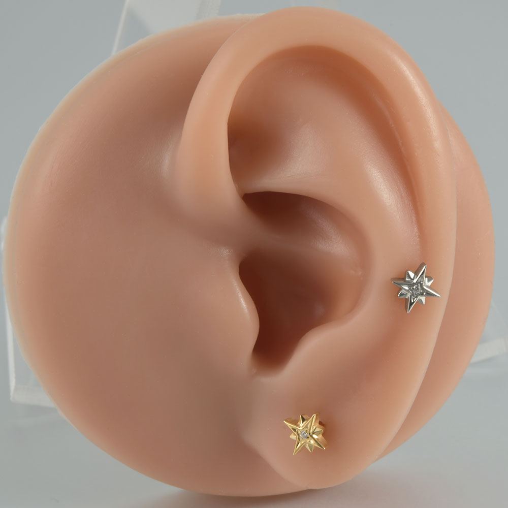 1 pendiente ASTM F136 de circonita de titanio con parte posterior plana, 12 estilos, pendientes de , lóbulo, hélice, cartílago del trago, joyería para Piercing, 1,2x8mm