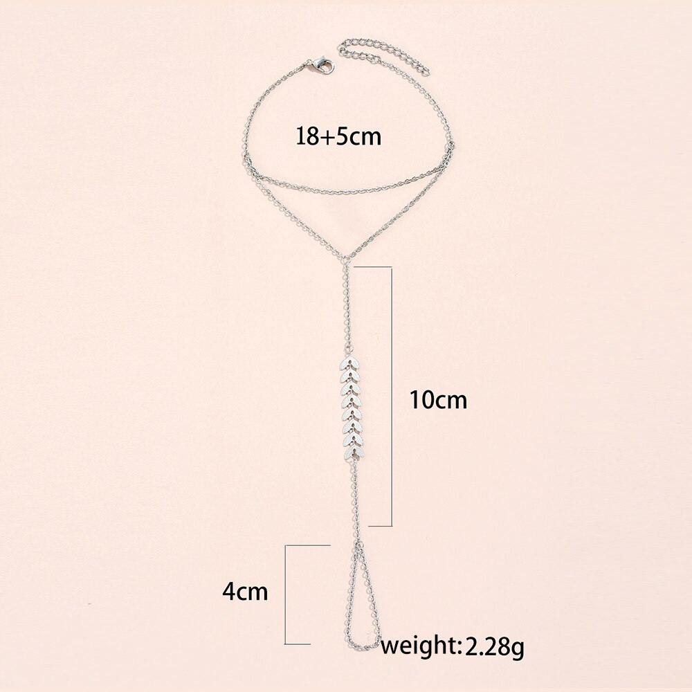 2022 Nowy moda Fishbone łańcuch bransoletka pierścień palec dla kobiet kolor srebrny połączyć łańcuchy bransoletka z pierścionkiem bransoletki akcesoria