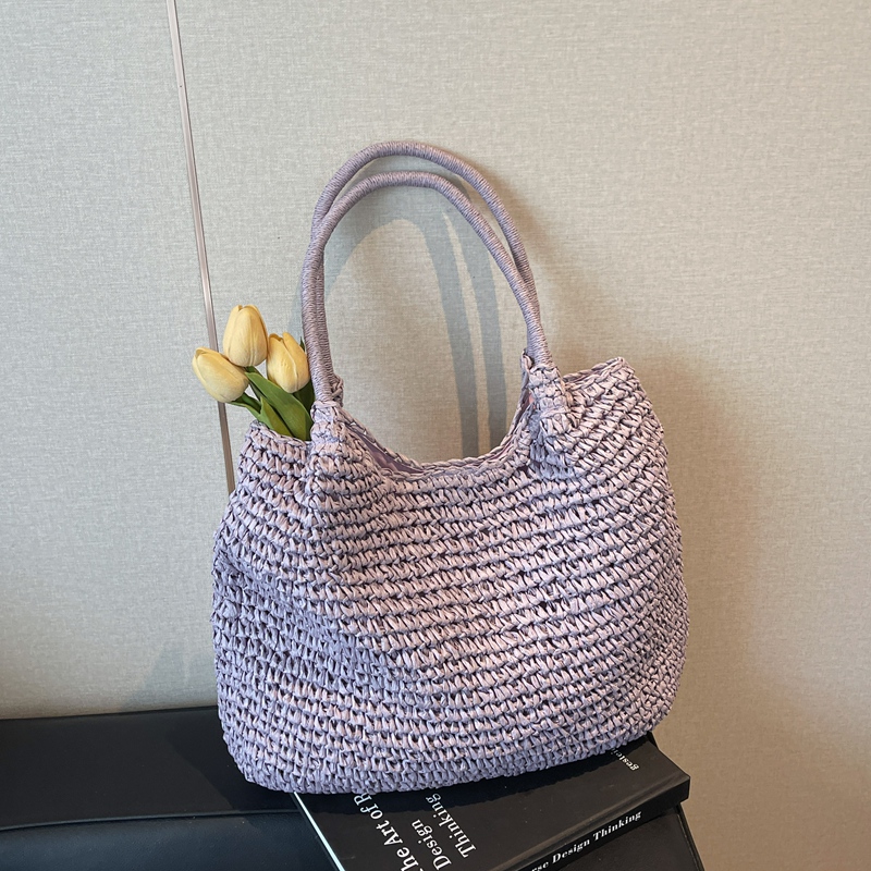 Bolsos de hombro de tela lisa de gran capacidad, bolsos de playa calados para mujer, bolsos de mujer a la venta 2025, bolsos de mujer sólidos con cremallera a la