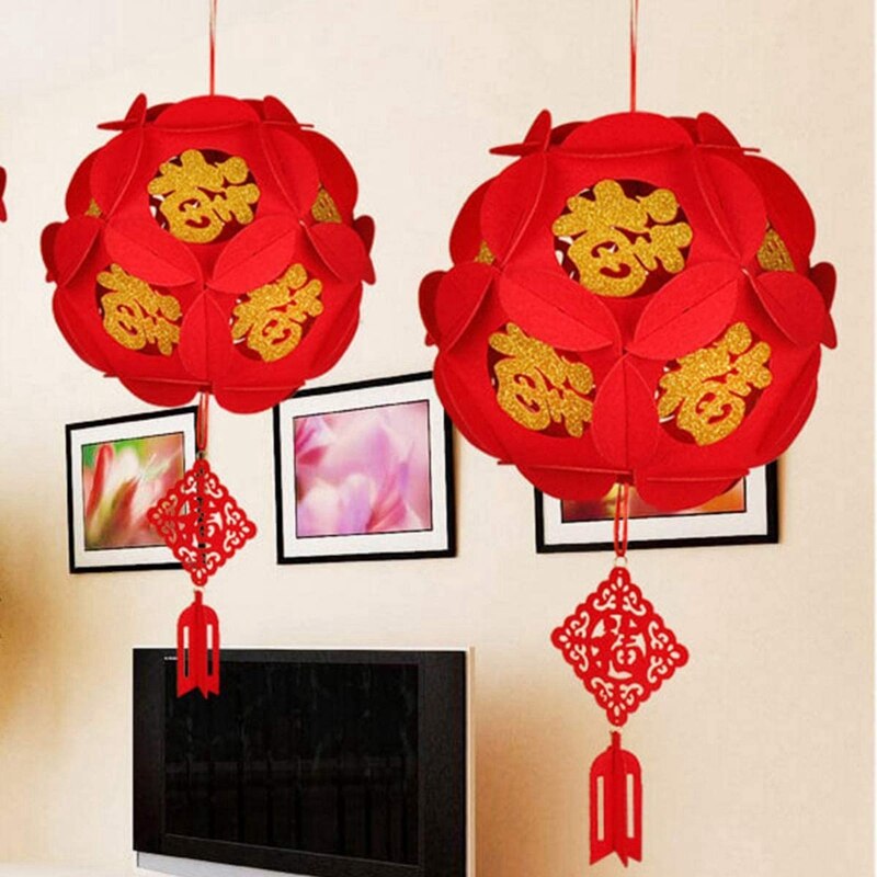 4 Pcs Red Chinese Lanterns,Decor for Chinese Year,Chinese Spring Festival,Wedding,Lantern Festival Celebration Decor