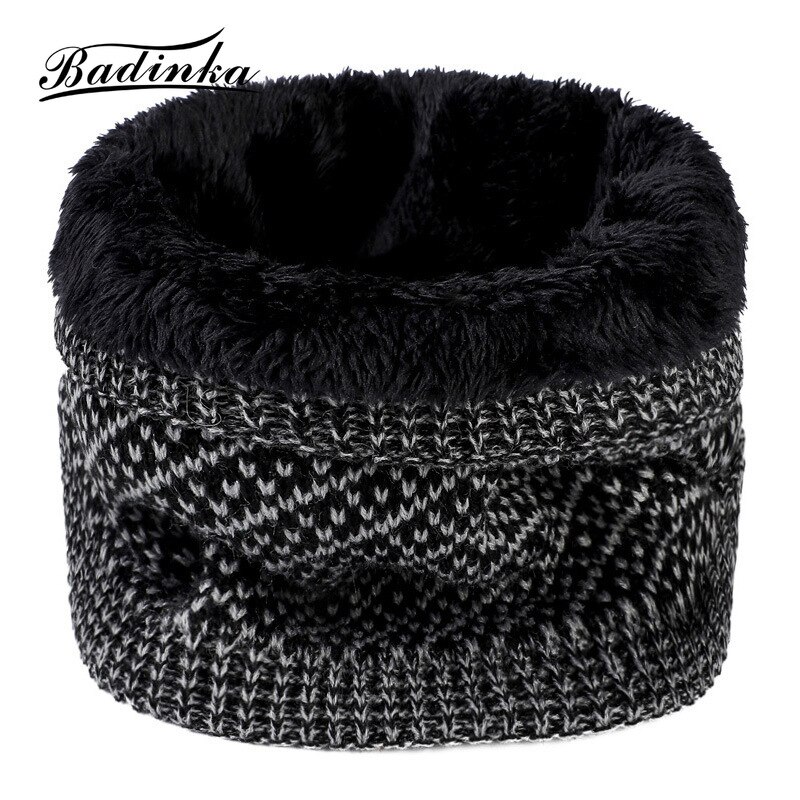 Winter Warm Plaid Thick Elastic Knitted Snood Scarf Ring Women Men Faux Fur Neck Tube Warmer Scarves Mufflers Collar