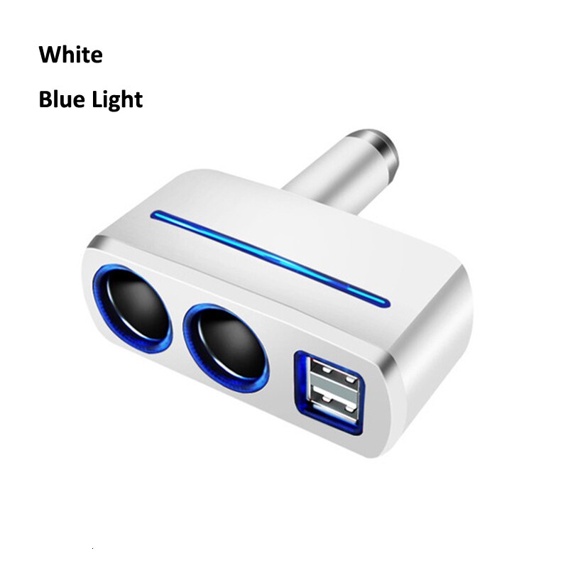 Auto Sigarettenaansteker Splitter Plug Converter Auto Dual Usb 12-24V 120W Led Charger Power Adapter voor Telefoon MP3 Dvr Gps: White