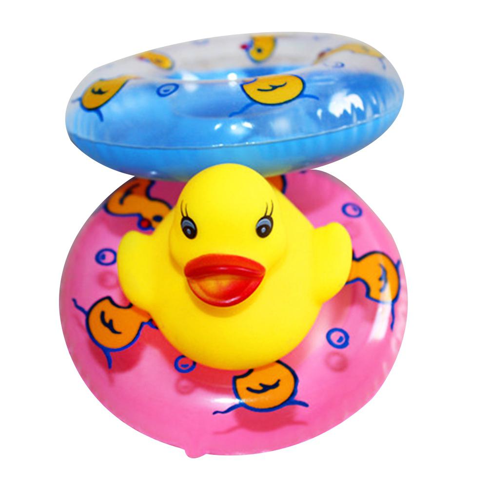 RCtown 2 Pcs Baby Bath Toy Inflatable Swim Ring Toy Plastic Mini Swim Circle for Kids (Pink & Blue)