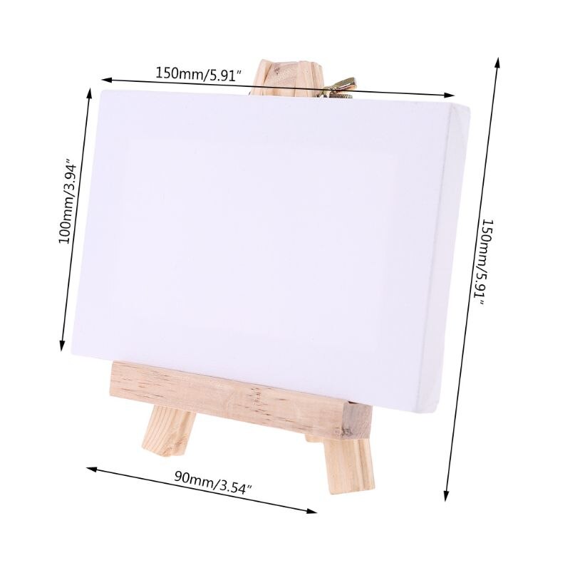 Mini Canvas and Natural Wood Easel Set For Art Painting Drawing Craft Supply: B