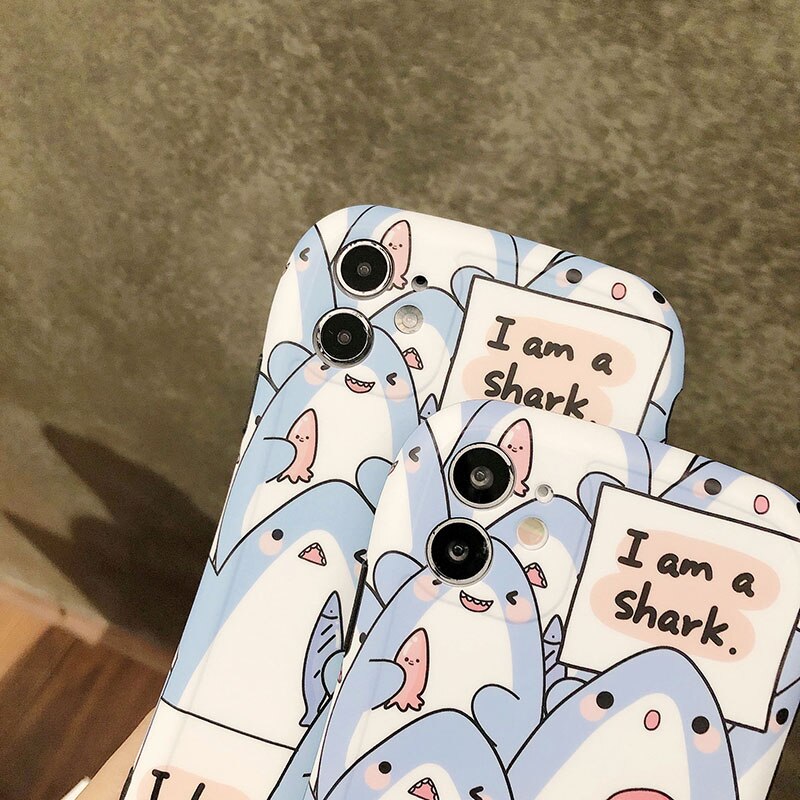 Koko näytön shark puhelinkuoret huawei  p30 p40 mate 30 pro iphone 7 8 plus xr  xs 11 pro max iskunkestävä pehmeä takakansi