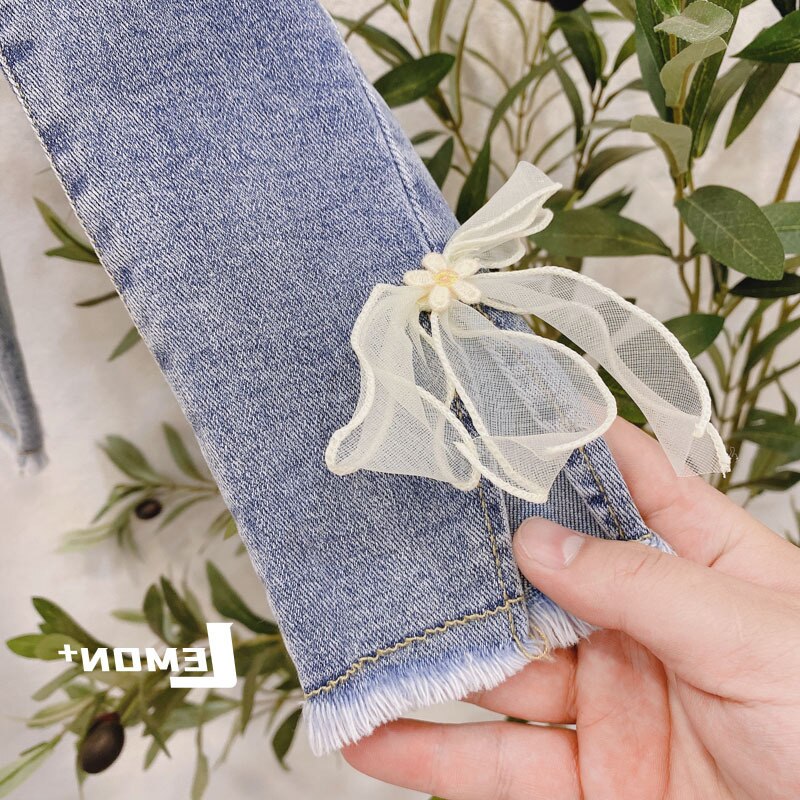 Spring Autumn Kids Girls Jeans Children Girls Pants Denim Trousers Bowknot Bottoms Girls Jeans Clothes 2 4 5 6 7 8 9Year
