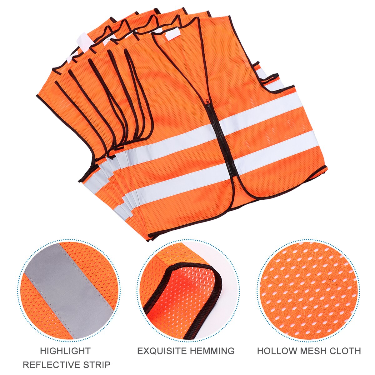 6Stck Atmungsaktive Komfortable Reißverschluss Weste Radfahren Weste für Reiten Radfahren Joggen gehen: Orange