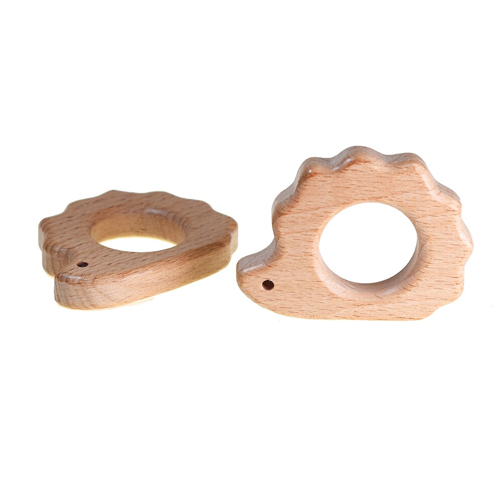 1 Pcs Hedgehog Houten Bijtring Verlichten Tanden Pijn Cartoon Animal Shape Baby Chewable Beukenhout Bijtring