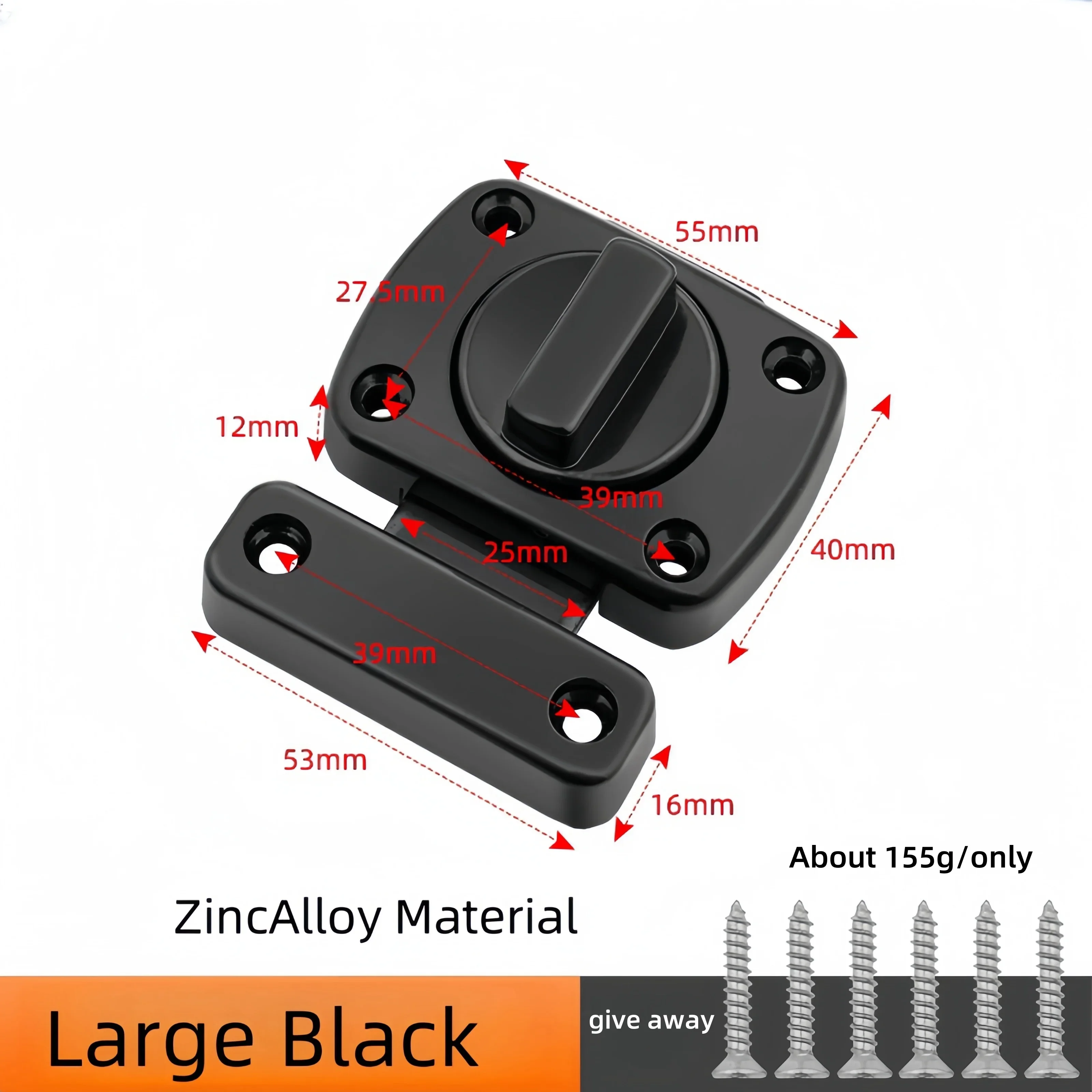 Wood Door Lock Locks Safety Anti-theft Kitchen Storages Bedroom Locked Up Deadbolt Aluminum Sliding Window Closure Quarto Holder: M / Orange