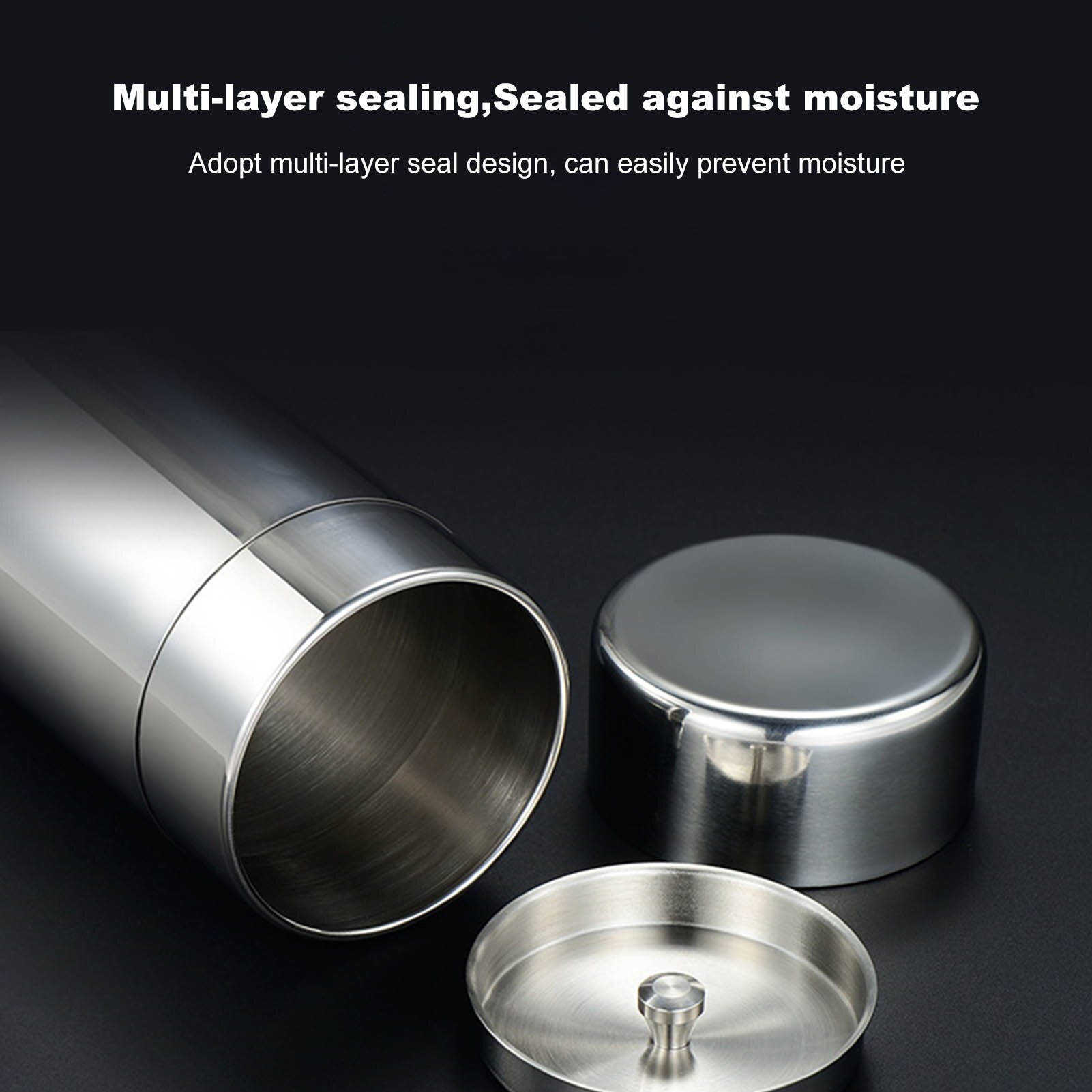 Recipiente de acero inoxidable con tapa hermética para té, recipiente de lata para té suelto, Mini olla de sellado de Metal portátil para el hogar