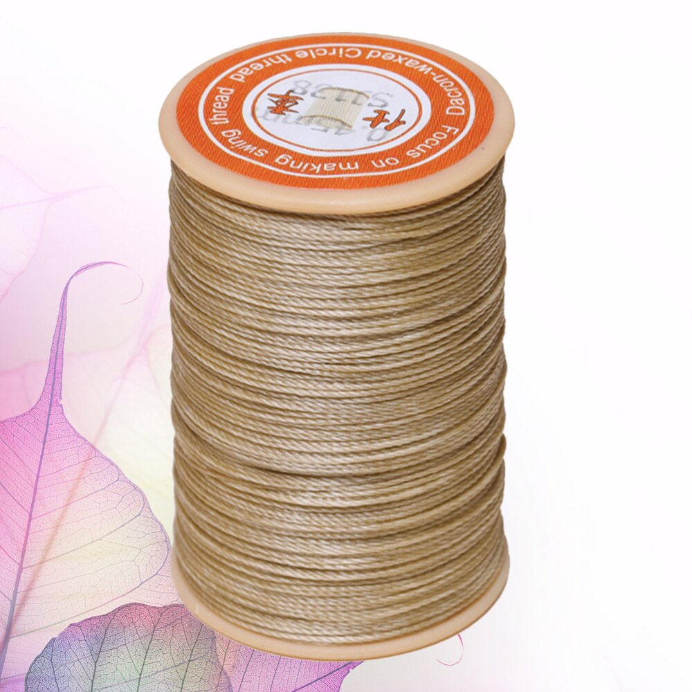 Hilo encerado redondo de 0,45mm, hilo de coser de cuero, hilo de coser a mano para manualidades DIY (blanco), 1 unidad: Beige