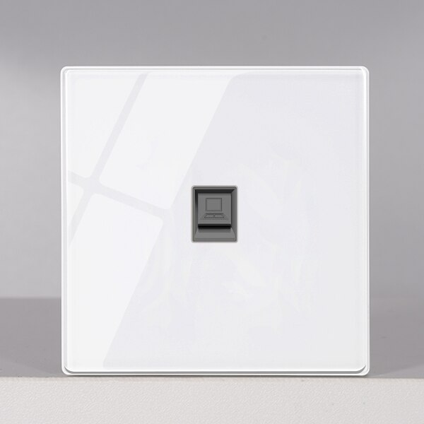 KAMANNI Luxury Light Switch General Standard Crystal Tempered Glass 2Gang 2 Way Switch White Push Botton wall Switches 220V: Computer socket / 1 way