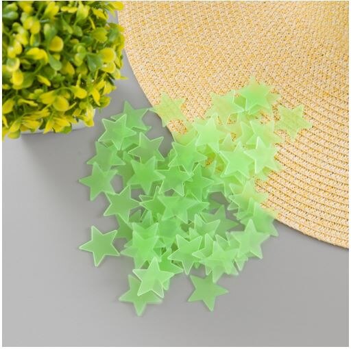 50 stücke 3D Sterne Wand Aufkleber Glow In The Dark DIY Leuchtende Leuchtstoff Aufkleber Für Kinder Baby Zimmer Schlafzimmer Decke wohnkultur: 3cm  green