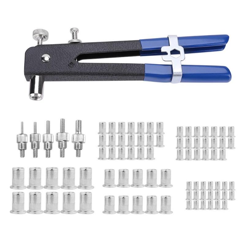 86Pcs Steel Hand Riveter Nut Rivet Gun Kit M3/M4/M5/M6/M8 Manual Threaded Nut Rive Tool For Automobile Car Trailer Maintenance