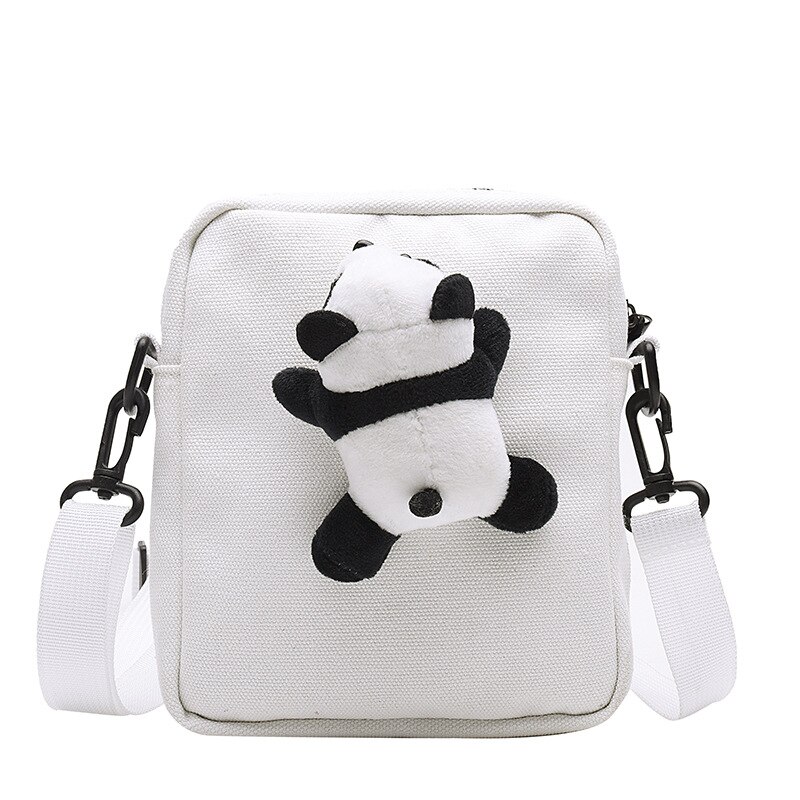 Newhotstacy Borsa 040420 retrò della bambola del panda propenso singolo sacchetto di spalla bello studenti borsa di tela: 2
