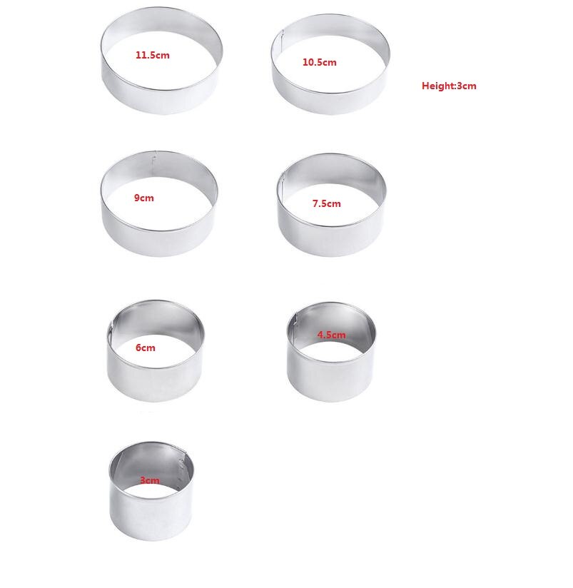 14/11/7 pcs Round Cookie Biscuit Cutter Set Circle Pastry Mold Forms for Donut and Scone Making Mold Form Fondant Tools: 7PCS