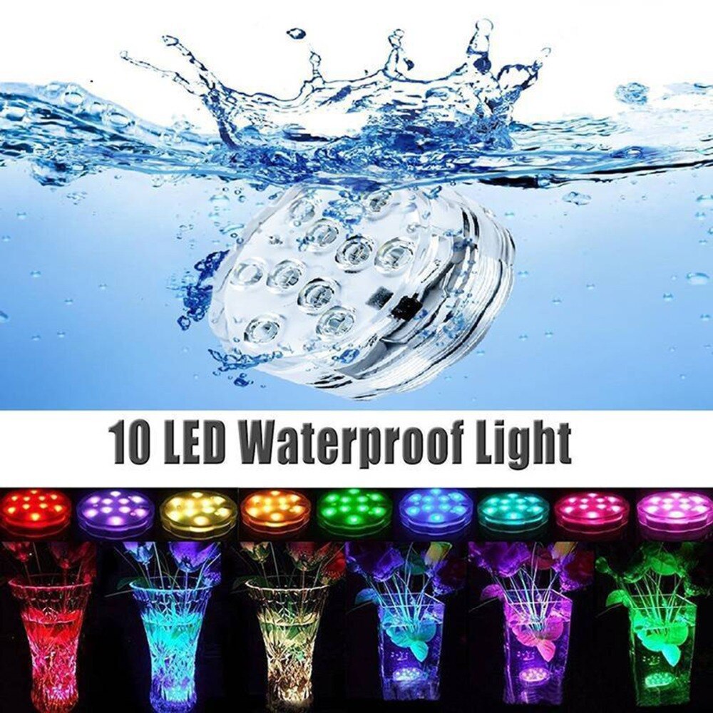 Tinghao 10 led fisktank rgb akvarieljus vattentät nedsänkbar vas poolbelysning undervattensdekor fjärrkontroll