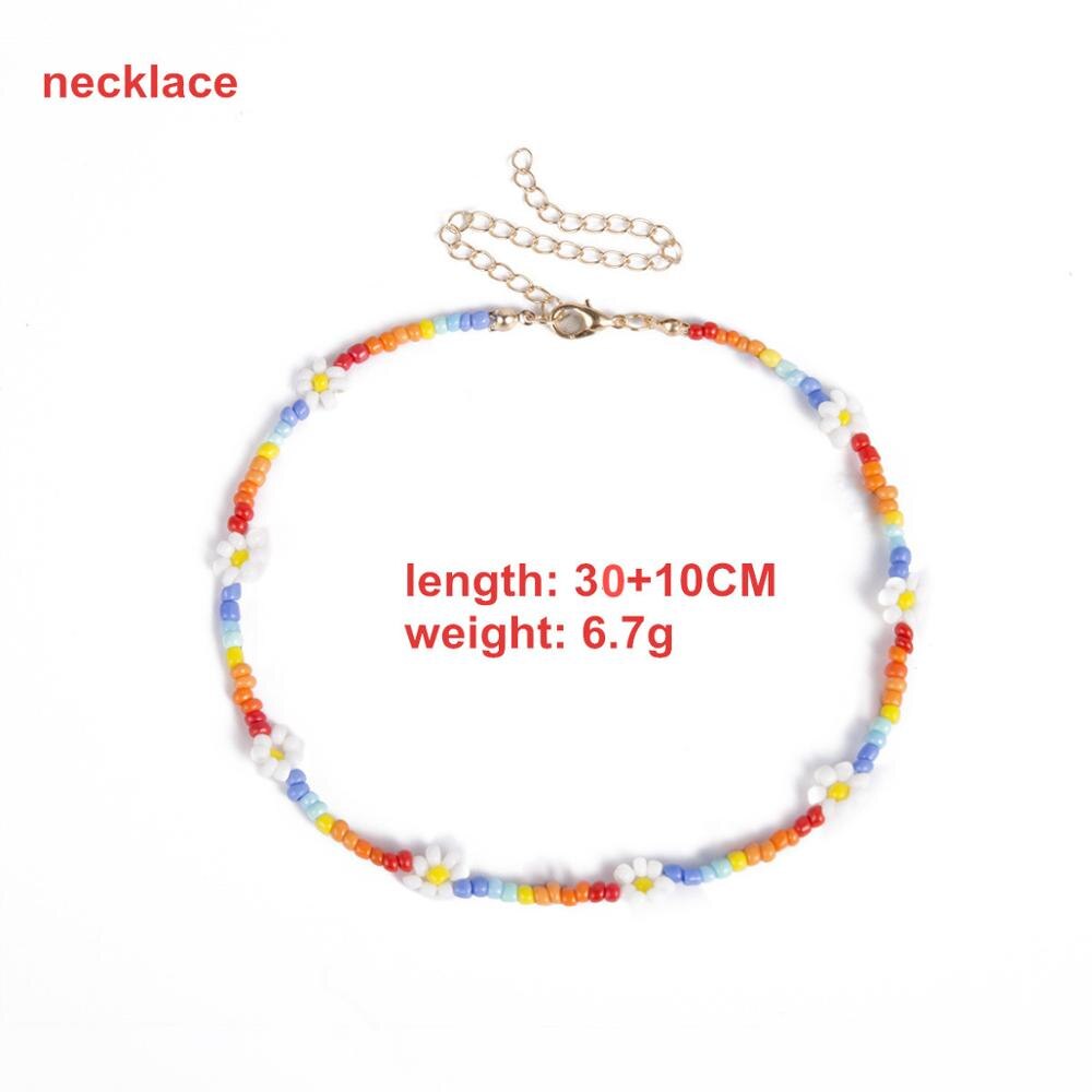 Wgoud Bead Daisy Choker Ketting Bohemian Strand Kleurrijke Seed Bead Korte Ketting Accessoires Voor Vrouwen: 01 necklace