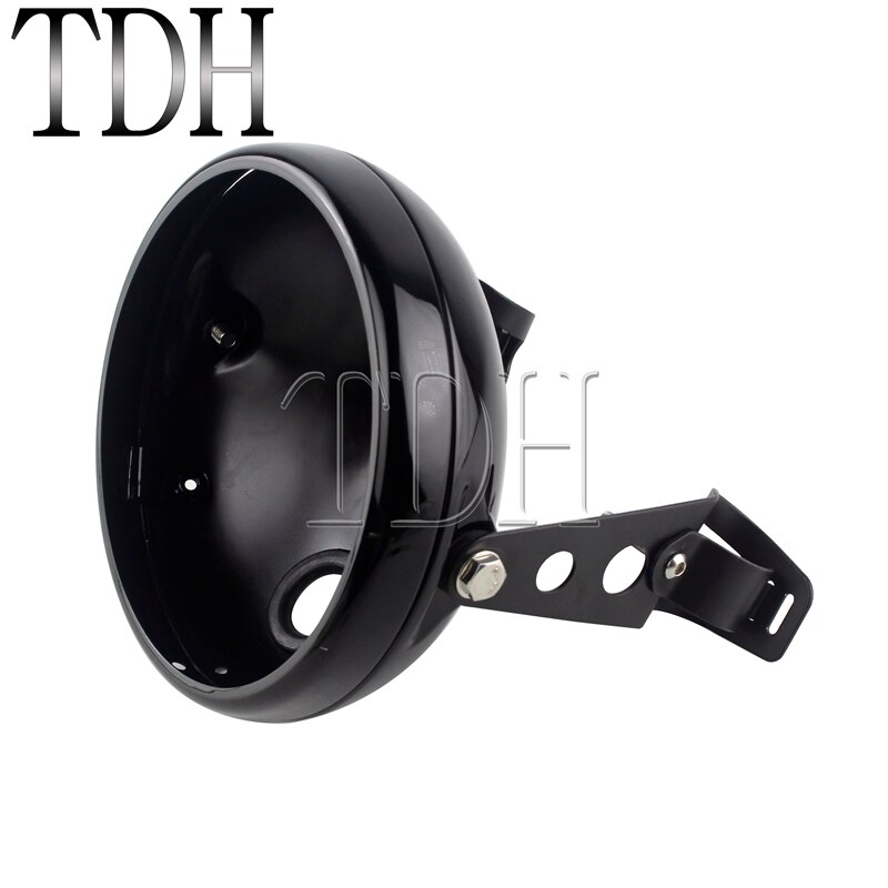 7 Inch Motorfiets Koplamp Cover Zwart Voor Harley Custom Led Koplamp Behuizing Beugel Universele Emmer Shell Vuurtoren: B Black