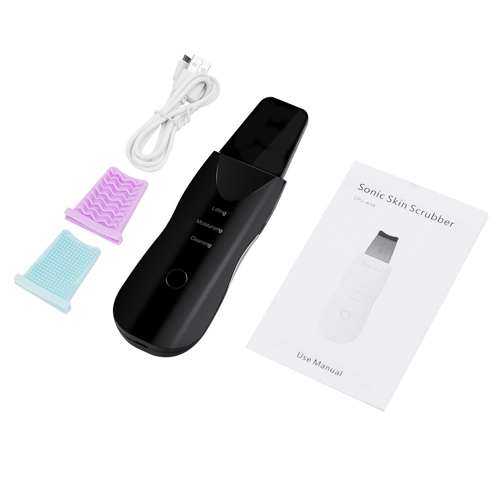 Piel ultrasónica máquina facial depuradora de limpieza removedor profundo espinilla cara blanqueamiento de tierra arrugas, manchas reducir: BLACK no box