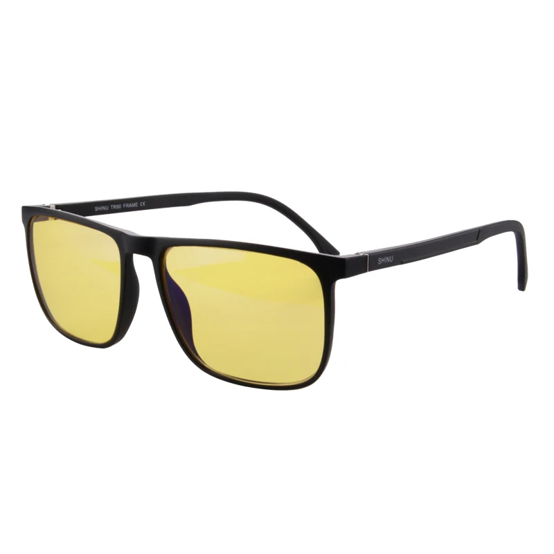 Óculos bloqueadores de luz azul SHINU com lentes vermelhas protegem seus olhos de tensão digital Óculos de bom sono Homens Lente de olho vermelho