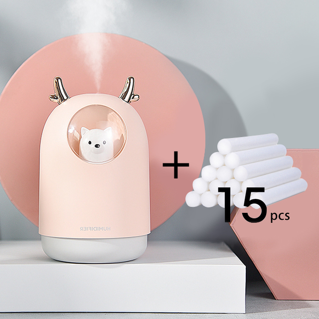 Electric Humidifier Aroma Air Diffuser Ultrasonic Air Humidifier Diffuser Cool Mist Maker For Home Essential Oil USB 300ml: Pink-15