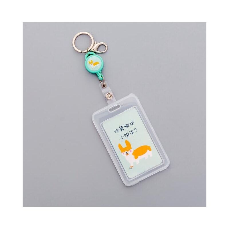 Llavero transparente para mujer, funda de plástico con carretes de placa retráctil, porta tarjetas