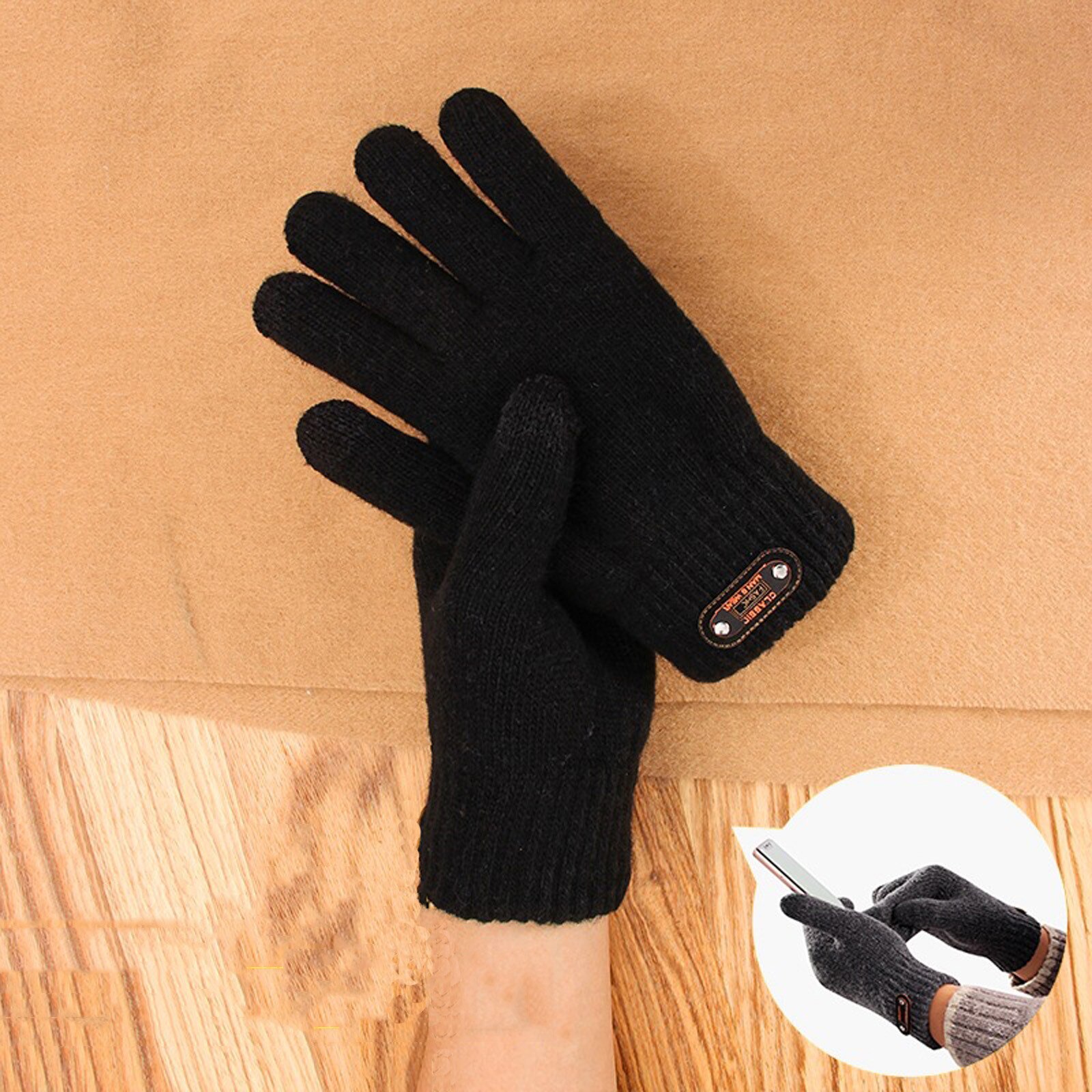 Winter Women Gloves Windproof Knit Plush Thickened Double Warm Lady Mittens Touch Screen Skin-friendly Soft Female Glove