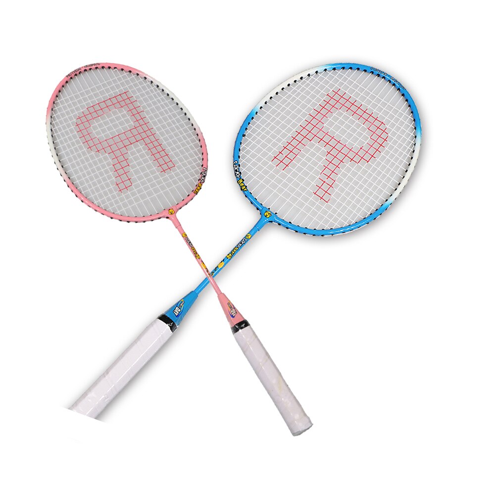 2pcs Kids Badminton Rackets Rustproof Ferroalloy Cartoon Racket Compact Children's Badminton Training Rackets