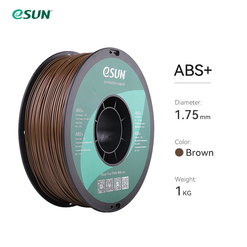 eSUN ABS+ Filament 1.75mm ABS Plus 3D Printer Filament Accuracy +/- 0.05mm 1KG 2.2 LBS Spool 3D Printing Material for 3D Printer: Brown