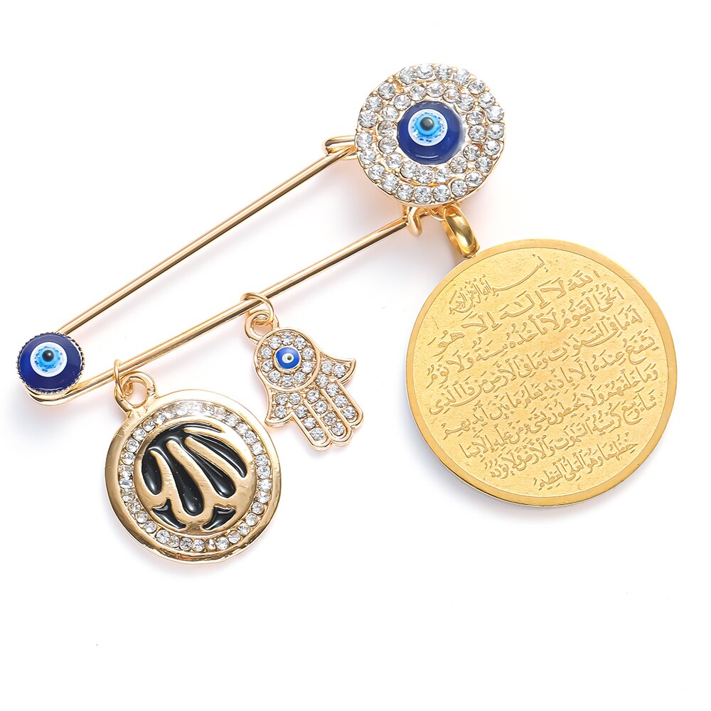 Moslim Islam Allah Turkse Boze Oog Hamsa Hand Van Fatima Sjaal Hijab Broche Baby Pin