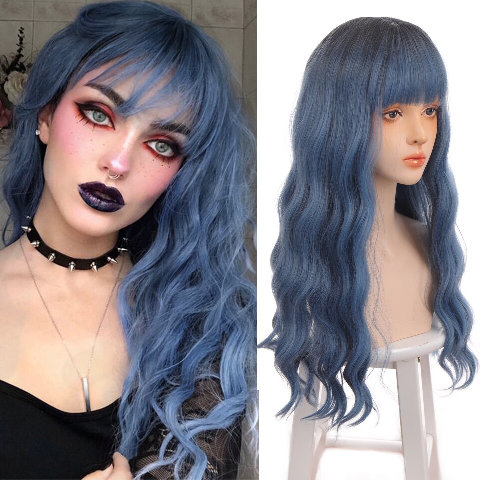 HOUYAN 22 Inch Long Wavy Wig with Bang Red Hair Cosplay Wig Heat Resistant Synthetic Hair Wigs: P4/27