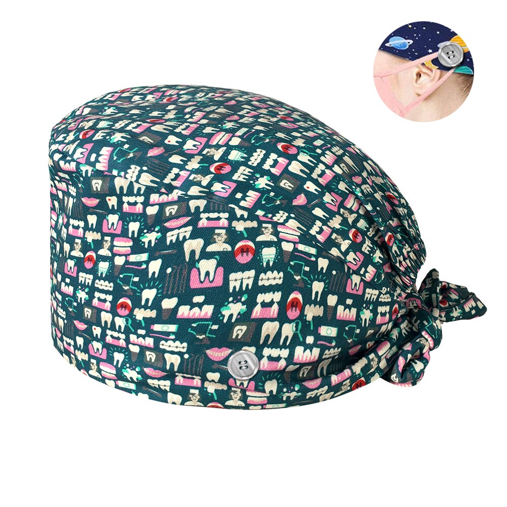 HC2K22003Wholesale Breathable lab hat Laboratory hat the Buttons scrub caps adjustable unisex Pet grooming work: 22134