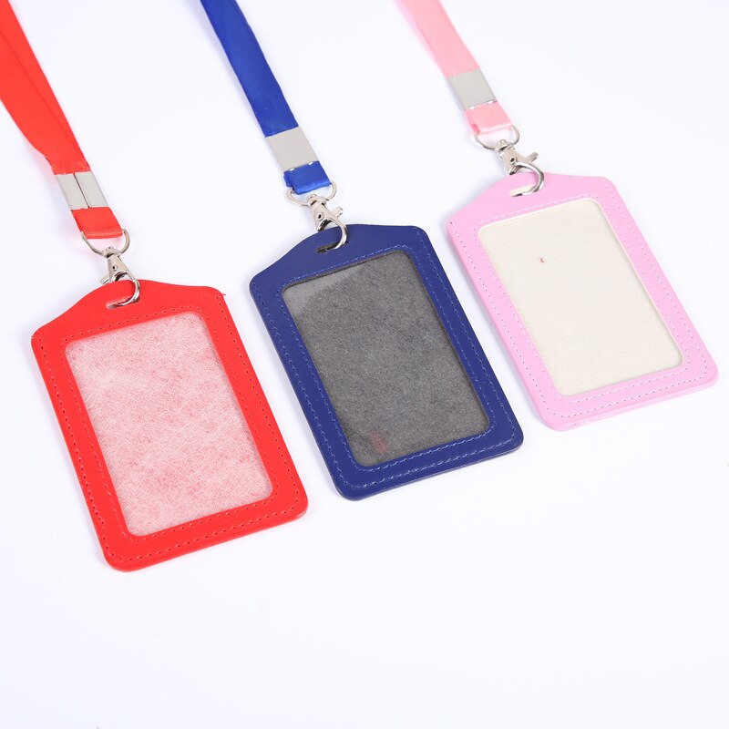Work Card Holders With Lanyard PU Bank Card Name Credit Card Holders Card Bus ID Holders Identity Badge With Neck Strap