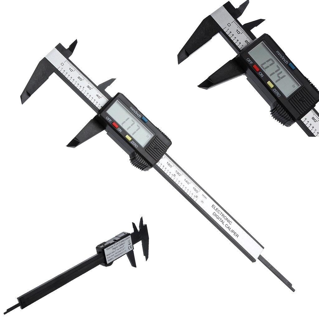Digital Vernier Caliper Black Plastic Caliper H Black 150mm / 6inch LCD Digital Electronic Carbon Fiber Vernier Caliper T5
