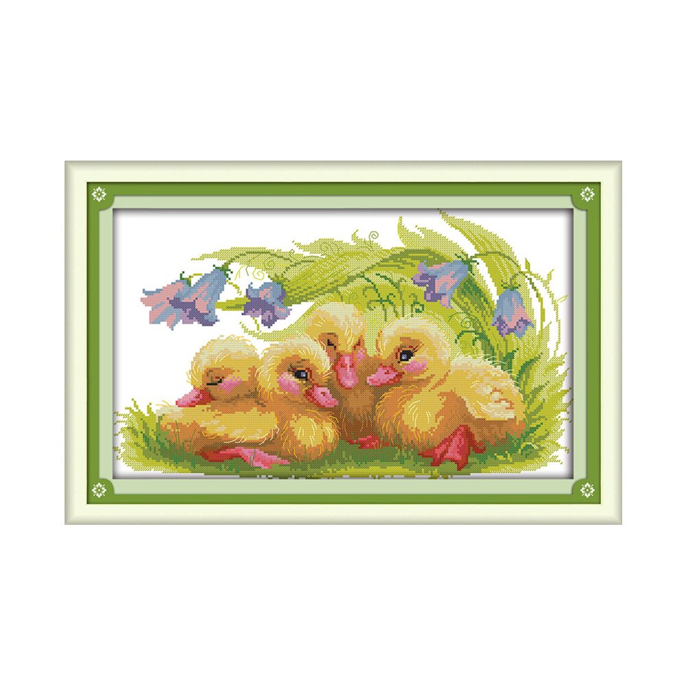 The baby duck cross stitch kit 14ct 11ct animal flower patterns count print canvas stitching embroidery DIY handmade needlework